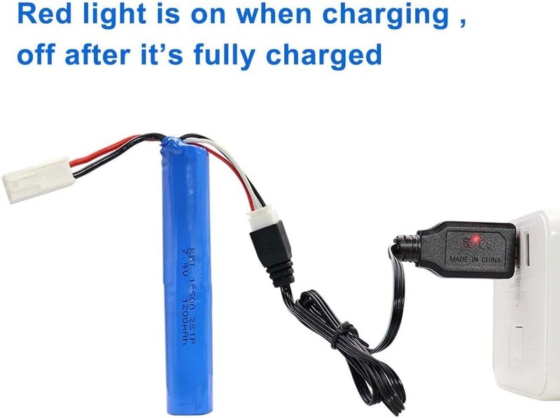 KBT KEEP BETTER TECH KBT 7.4V 1200mAh Li-ion Rechargeable Battery Pack with EL-2P Discharge Connector & XH-3P 3Pin Charging Cable Charge Plug Lithium-ion Toy Batteries Replacement for RC Car RC Boat Gel Blaster SRB 1200 - Image 5